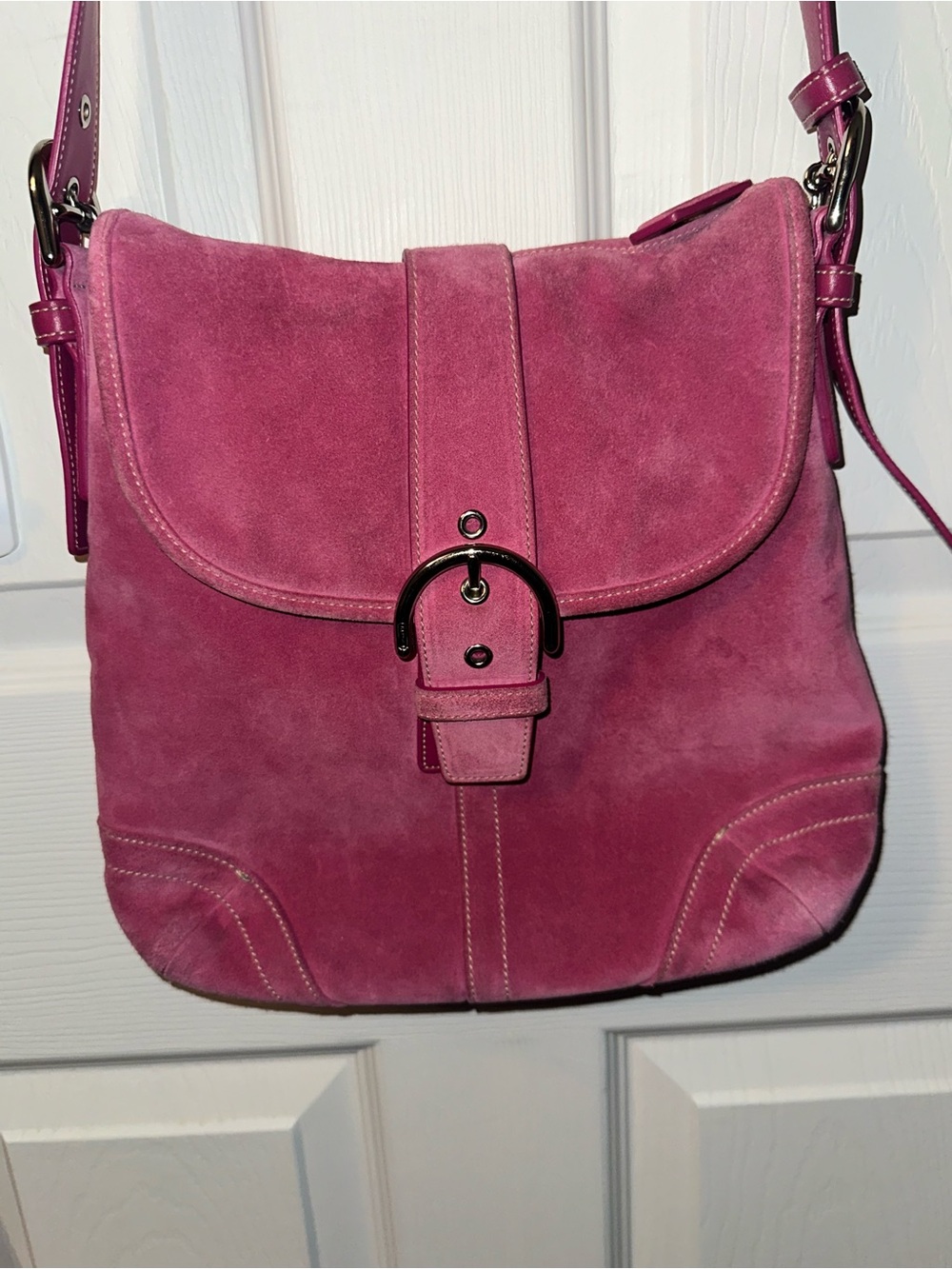 Vintage Coach pink suede soho